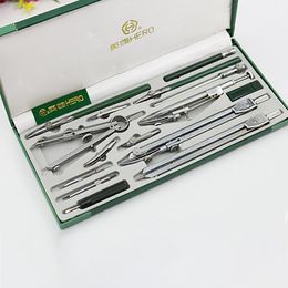 Suministros 15pcs Professional Pencil Compass Set Tool de dibujo Mecánico Instrumento de metal Herramienta de dibujo Papelería de oficina