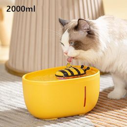 Suministros 2L fuente de agua para mascotas miel abeja gato dispensador de agua alimentador automático para fuente de gato recircular bebedero de filtración