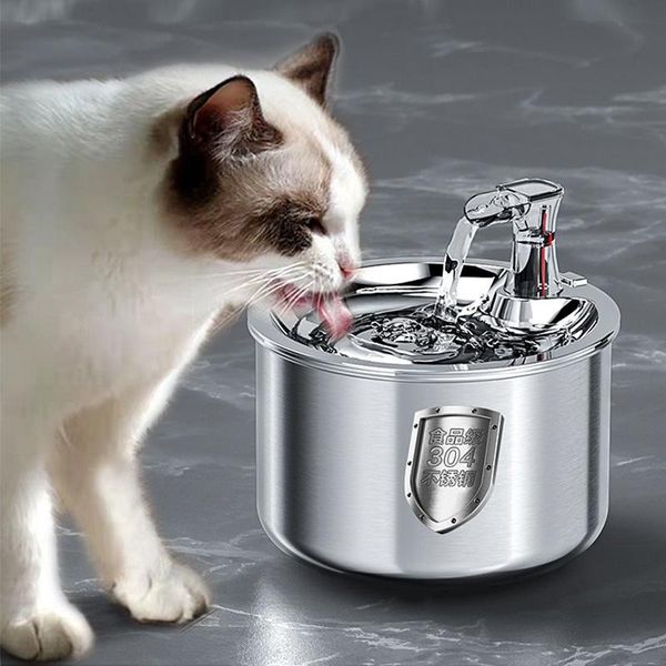 Fournitures 2L en acier inoxydable automatique chats fontaine eau courante potable pour chat chien 4 couches filtre intelligent distributeur d'abreuvoir pour animaux de compagnie capteur
