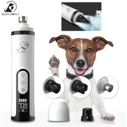 Fournitures 3 vitesses coupe-ongles électrique pour chiens toilettage broyeur à ongles rechargeable pour animaux de compagnie pour chats avec double lumières LED accessoires pour animaux de compagnie