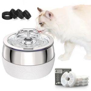 Fournitures 3L Fontaine d'eau automatique pour chat Distributeur d'eau intelligent en acier inoxydable pour animaux de compagnie Grande capacité Filtre muet Mangeoire pour chien