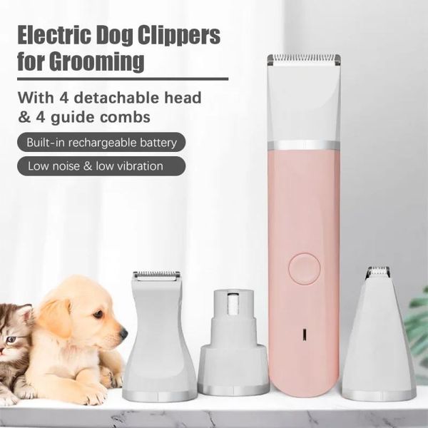 Suministros Cortadora de pelo eléctrica para mascotas 4 en 1 para peluquería canina, cortadora de uñas, máquina cortadora de pelo para tienda de mascotas, perros pequeños y medianos