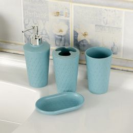 Fournitures 4 pièces/ensemble accessoires de salle de bain ensemble paille de blé comprenant porte-brosse à dents ensemble gobelet porte-savon distributeur de savon