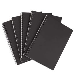 Supplies 5pcs A5 Zwart Spiraal Notebook Blanco Schetsboek Unled Journal Pack Dik Blanco Papier 50 Vel 100 ONGEVOERD PAGINA
