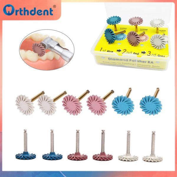 Supplies 6PCS / Set Dental Rubber Polisher Composite Resin Polissing Discs Diamond System Burs Ra Dentistry Wheel Polish Spiral Flex Tools