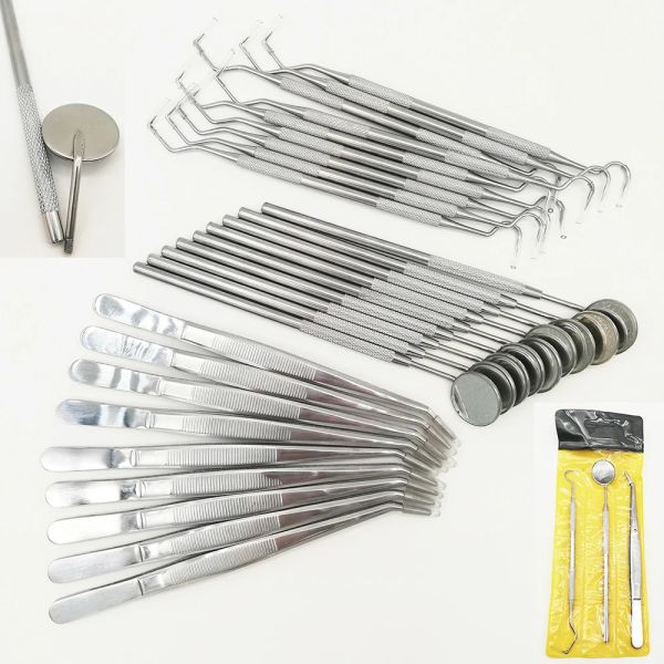 Supplies 9 Set Dental Mirror Kit Dentistry Lab Miroir Miroir Miroir Pick Tool Teeth Scalmer Tools Dentist Tools Dental Material Kits 3 PCS / SET