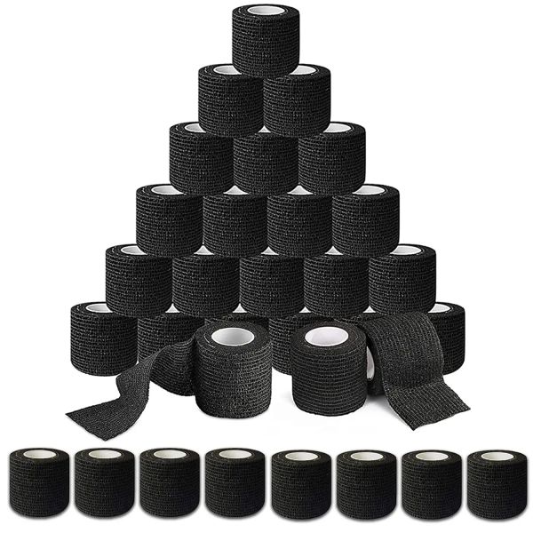 Supplies 96/48/24/12/6 Bandage de tatouage noir COUVERTURE COUVERTURE COURES TAUTES ACCESSOIRES DE TATOUCE DE FIGNES DE FIGNES AU AU SUPPORTE