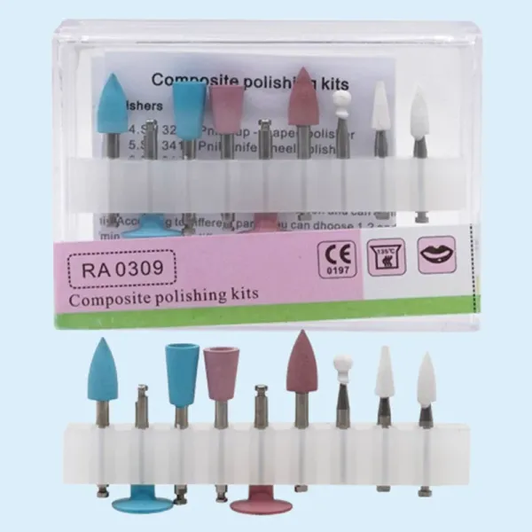 Supplies 9pcs / boîte Polissage composite dentaire pour une pièce à main basse pièce Kit d'angle RA0309 Ensemble de polissage de ponçage en résine