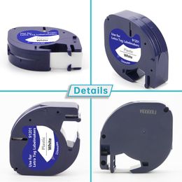 Levert Absonic 50pk voor Dymo Lettag 12mm label tape 91202 Zwart op geel compatibel voor Dymo Letratag LT100H LT100T Label Printer