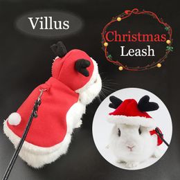 Benodigdheden Verstelbare trekkabel Villus kleden Leuke elandenoutfit Kerstriem voor konijn Hamster Cavia Lapin Dieraccessoires