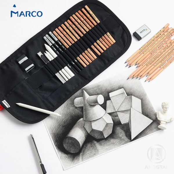 Suministros Andstal Marco Juego de 21 Piezas de Paquete de Valor de Dibujo de Boceto Profesional con Lápices Negros Lápices de Carbón Kit de Herramientas de Arte Lápices de Grafito