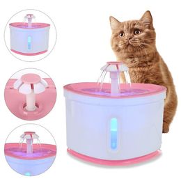 Fournitures automatique de fontaine d'eau pour chat, abreuvoir pour chats, articles pour animaux de compagnie avec éclairage LED de nuit, mangeoire pour chat, fontaines de chargement USB, bols d'eau 2L