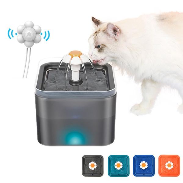 Suministros Fuente de agua automática para gatos con sensor de movimiento infrarrojo Luz LED Adaptador de corriente Alimentador para mascotas Tazón Dispensador de bebidas Contenedor