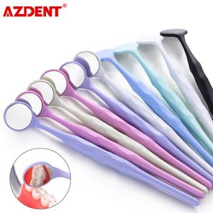 Suministros Azdent 10pcs/set Dental Antifog Mouth Mirror Surface Examing Surrors Many Relandores Coloridos Herramienta de blanqueamiento de dientes autoclavables