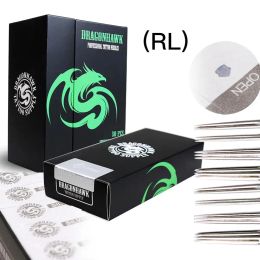 Boîte de fournitures de 50pcs RL Round Dinner Disposable Dragonhawk Highgrade Sier Standard Needles Tattoo Supply