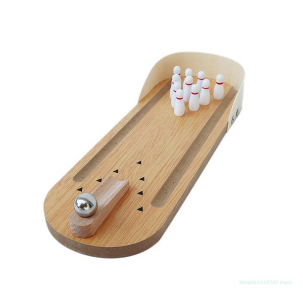 Fournitures C5AD, Mini jouet de Bowling de bureau en bois pour perroquet oiseau, jeu d'entraînement à l'intelligence pour perruches et calopsittes