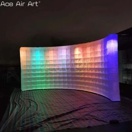 Benodigdheden Deur tot Deur 6m B x 3m H Opblaasbaar Feest Achtergrond Muur LED Verlichting Gebogen DJ Muur voor Podiumdecoratie of Evenement