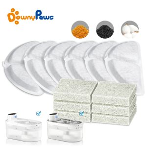 DownyPaws P9 Filtre de Remplacement pour Fontaine d'eau sans Fil pour Chat Filtres à Pierre médicale en Coton à Charbon Actif 6/12 Pack