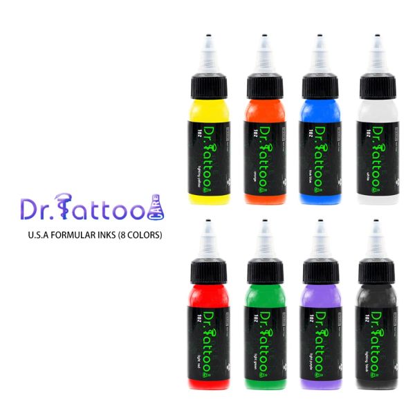 Supplies Livraison gratuite Dr.Tattooocare Professional Tattoo Ink Pigment 1oz Set USA Formule MSDS SAFTY Test Resolution Resolution Resap (2008) 1