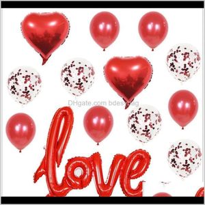 Événement de fournitures Festive Home Party Gardenone Piece Love Express Film en aluminium Valentin Day Marriage Décoration Sequin Ballon Setdot peut de