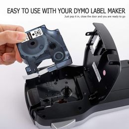 Levert FIMAX 20pk 12 mm*5,5 m Lint Dymo Rhino Label Tapes Zwart op wit 45013 45010 Compatibel voor Dymo D1 -labelprinter LM160 LM280