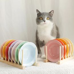 Fournitures soucoupe volante bol arc-en-ciel pour animaux de compagnie matériau en céramique plusieurs couleurs disponibles convient aux chats et aux chiens petits animaux de compagnie fournitures pour animaux de compagnie