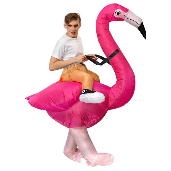 Fournitures drôle Carnaval Cosplay Flamingo Costumes gonflables Costume d'Halloween pour adultes hommes femmes unisexe robe Pourim Costume Party Y0827