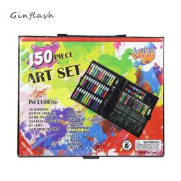 Fournitures Ginflash 150pcs / set crayon aquarelle dessin peinture ensemble stylo couleur de l'eau huile pastel pinceau dessin outil école d'art