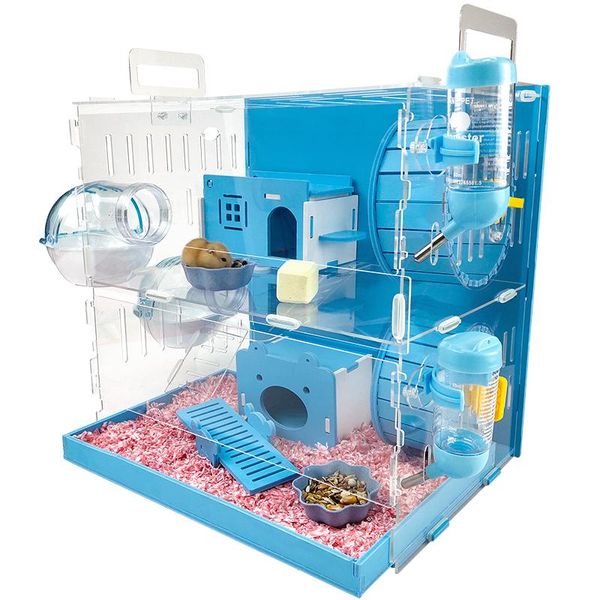 Fournitures maison de Hamster grande taille, Villa en acrylique, Double Cage pour cochon d'inde, petit animal de compagnie pour nid de conservation de Hamster