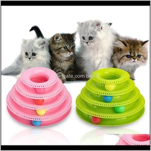 Suministros Home Garden Drop Delivery 2021 Tres niveles Pet Toy Tower Tracks Intelligence Triple Pay Disc Cat Toys Ball Training Amusement Pla