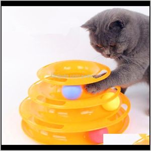 Suprimentos Home Gardentrês níveis Tower Tracks Brinquedo para animais de estimação Gato Inteligência Brinquedos de disco triplo Bola Treinamento Placa de diversões Drop Delivery 2021 D5