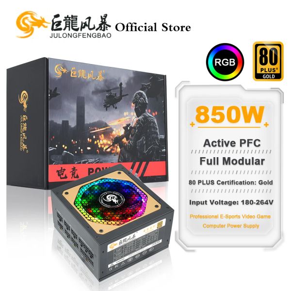 Supplies Julongfengbao 80Plus Gold RVB ATX 850W MODULAL PSU PLUS PROFESSIBLE Vidéo PC MUTE ALIMENTATION MAXIMUM PIEM 1000W