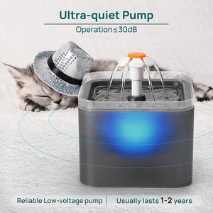 Supplies LED Electric Mute Water Feeder Cat Fountain Waterain Automatic Pet Pet Pet Bowl Luminal Dispensver for Cat Dog
