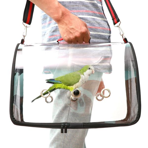 Suministros ligeros para transportar pájaros, jaula transparente de PVC, transpirable, bolsa de viaje para loros, bolsa de viaje para pájaros, mochila para mascotas, jaula para pájaros
