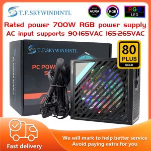 Levert nieuwe T.F.Skywindintl RGB PC PROWER SERVER ATX PSU Rated Real 700W Bron Max 750W 24p 24pin Gaming Desktop Computer Supply