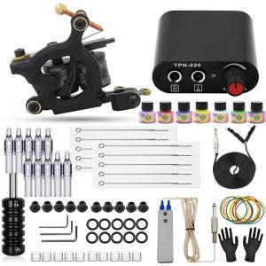 Supplies New Tattoo Kit Coils Tattoo Hine Gun Set with Tattoo Power Alimentation Foot Interrupteur Pédale de pédale Cord de clip pour les fournitures pour débutants de tatouage