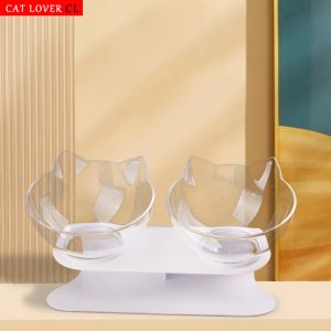 Levert niet -slip dubbele kattenkom Pet Water Voedselvoer Dogkommen Pet Bowl met helling Stand Stand Katten Feeder Feeding Bowl Kitten Voorraden