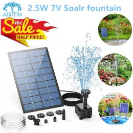 Lever andere tuinbenodigdheden Aisitin 2.5W Solar Fountain Pump met 6 nozzles en 4ft waterpijp zonne -energie pomp voor vogelbadvijver Gard