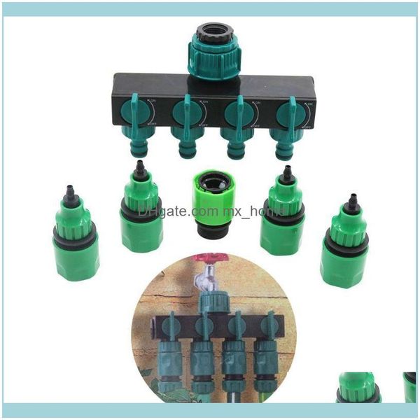 Fournitures Patio, Lawn Garden1Set 4-Way Water Tap Hose Splitter Garden Drip Fittings Pipe Connector for Home Irrigation System Kits Arrosage