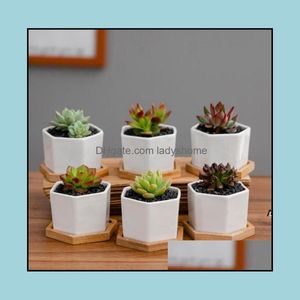 Fournitures Patio, Pelouse Gardenceramic Bonsai Pots Mini Pots de fleurs en porcelaine blanche Suent Garden Indoor Home Nursery Planters Sea HWB7103 Drop