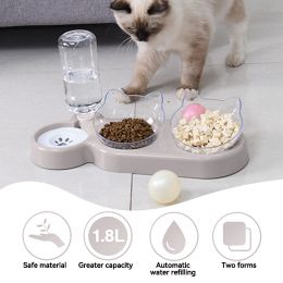 Fournitures bol pour chat pour animaux de compagnie mangeoire automatique 3in1 bol de nourriture pour chien chat avec fontaine d'eau Double bol à boire bols à vaisselle sur support surélevé