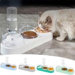 Supplies Pet Cat Bowl Automatic Feeder Dog Cat Cat Food Bowl avec une fontaine Double Bowl Bown Alebing Stand Dish Bols For Cats Gatos