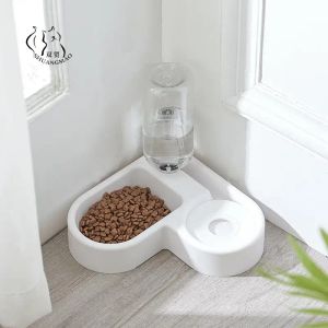 Supplies Pet Cat Feeder Bowl Chien Automatique Double Bols Corner Mur de nourriture Sauveau d'espace Chats 500 ml Bottle Buanteur chaton chiens Produits