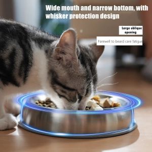 Benodigdheden Pet Cat Feeding Bowl roestvrijstalen katten kom huisdieren eten drinkschalen met niet -slip mat water voedselcontainer kataccessoires