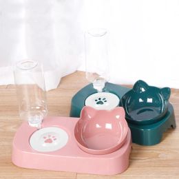 Supplies Pet Dog Bowl Automatique Adromiser Water Aliments Bol avec un bol de fontaine d'eau Bouleaux de support surélevés 2 en 1 bol de nourriture pour chats