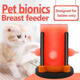 Fournitures bol d'alimentation en lait pour animaux de compagnie, Simulation d'alimentation en Silicone pour animaux de compagnie, mangeoire à lait, 4 tétines, alimentation pour bébés chats chiens