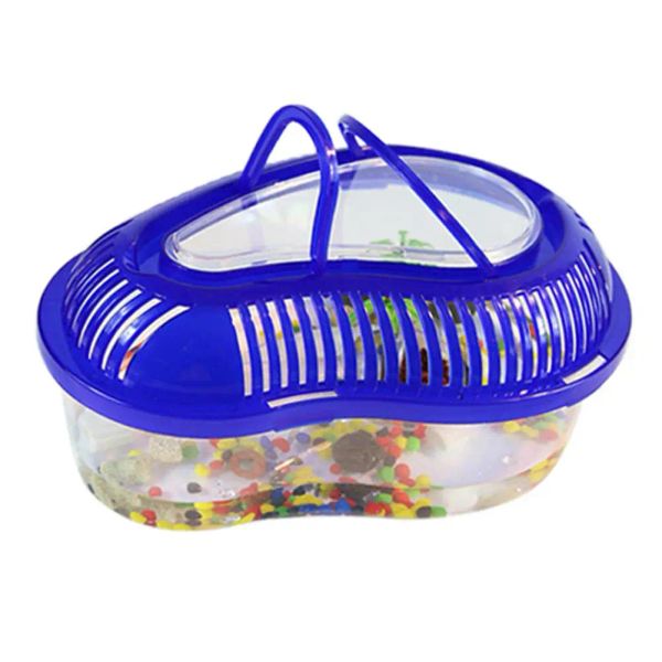 Fournitures boîte d'élevage d'animaux de compagnie Portable, Mini cylindre de tortue, réservoir de poisson rouge en plastique avec couvercle amovible, poignée à transporter, facile à nettoyer