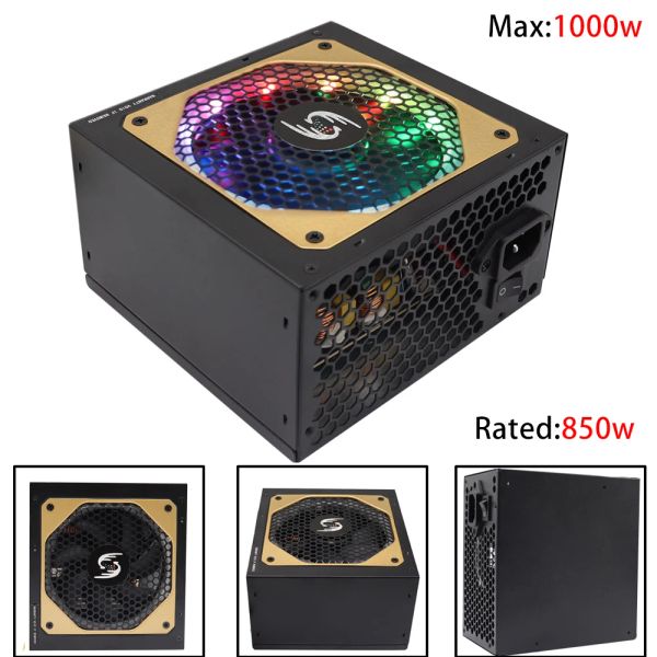 Supplies RVB 850W ATX PC Alimentation PLOW 220V MAX 1200W Game Computer Server PSU 20 / 24pin Mining Supply Mining Mining PC Source Bitcoin