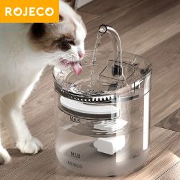 Fournitures ROJECO Fontaine d'eau pour Chat Distributeur Automatique d'eau pour Animaux de Compagnie Abreuvoir Intelligent pour Chats Capteur Automatique Accessoires de Fontaine à Boire pour Chat