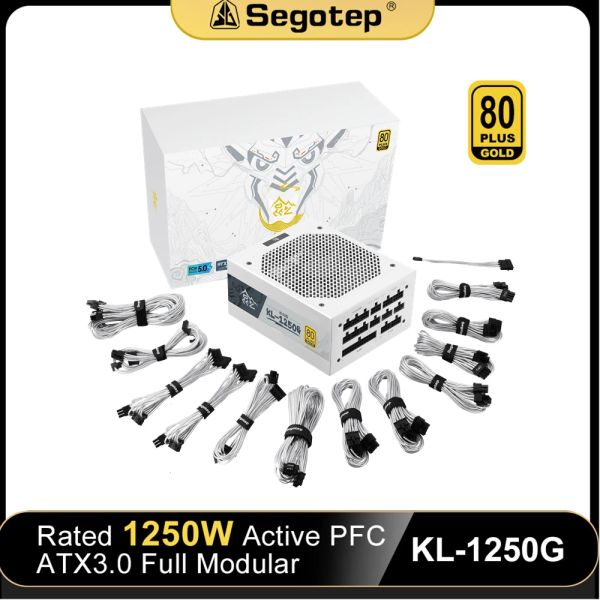 Suministros Segotep KL1250W ATX3.0 PCIe 5.0 80plus Gold Fuente de alimentación activa PFC Full Modular 14 cm Ventilador para computadora de escritorio RTX 4090 Gaming Gaming